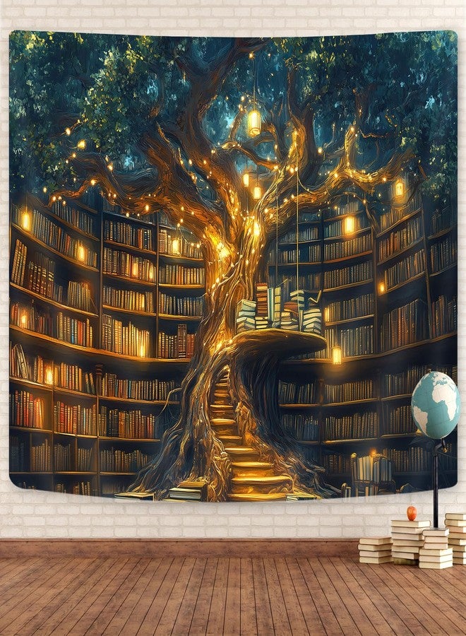 GOAOK Fantasy Library Tapestry For Classroom, Mysterious Tree Magic Bookshelf Aesthetic Tapestries, Witchy Fairytale Tree Vintage Bookshelf Book Art Tapestry Wall Hanging College Room Bedroom, 80"X60" - Image 2